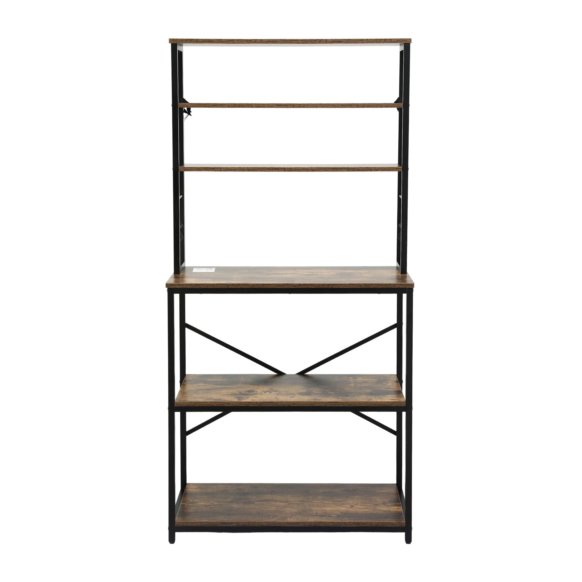 6 - Tier Kitchen Rack with 6 Hooks Microwave Storage Shelf 80cm x 167cm - Home & Garden > Kitchenware > Kitchen Utensils - Rivercity House & Home Co. (ABN 18 642 972 209) - Affordable Modern Furniture Australia
