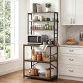 6-Tier Kitchen Rack with 6 Hooks Microwave Storage Shelf 80cm x 167cm
