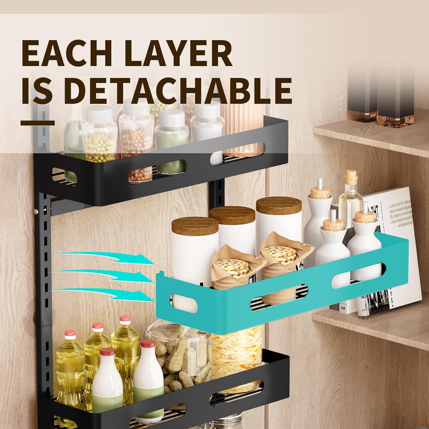 6 Tier Over the Door Organizer with Adjustable Metal Pantry Storage Rack and Hanging Baskets for Kitchen and Bathroom - Home & Garden > Storage > Clothing & Wardrobe Storage - Rivercity House & Home Co. (ABN 18 642 972 209) - Affordable Modern Furniture Australia