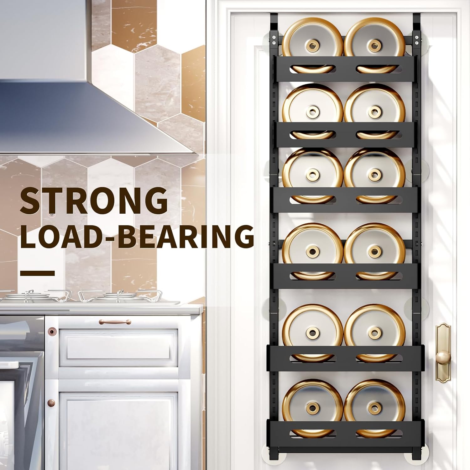 6 Tier Over the Door Organizer with Adjustable Metal Pantry Storage Rack and Hanging Baskets for Kitchen and Bathroom - Home & Garden > Storage > Clothing & Wardrobe Storage - Rivercity House & Home Co. (ABN 18 642 972 209) - Affordable Modern Furniture Australia