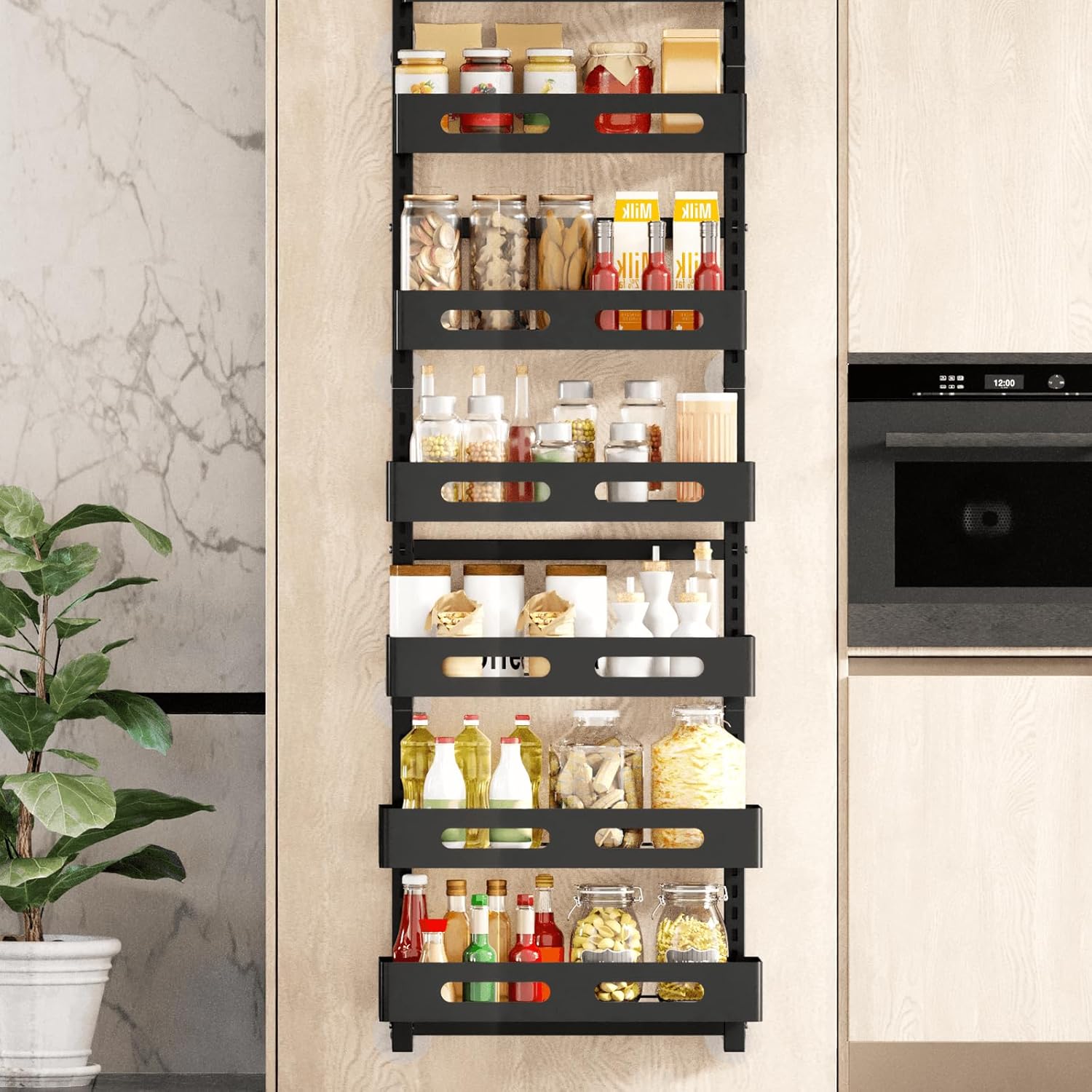 6 Tier Over the Door Organizer with Adjustable Metal Pantry Storage Rack and Hanging Baskets for Kitchen and Bathroom - Home & Garden > Storage > Clothing & Wardrobe Storage - Rivercity House & Home Co. (ABN 18 642 972 209) - Affordable Modern Furniture Australia