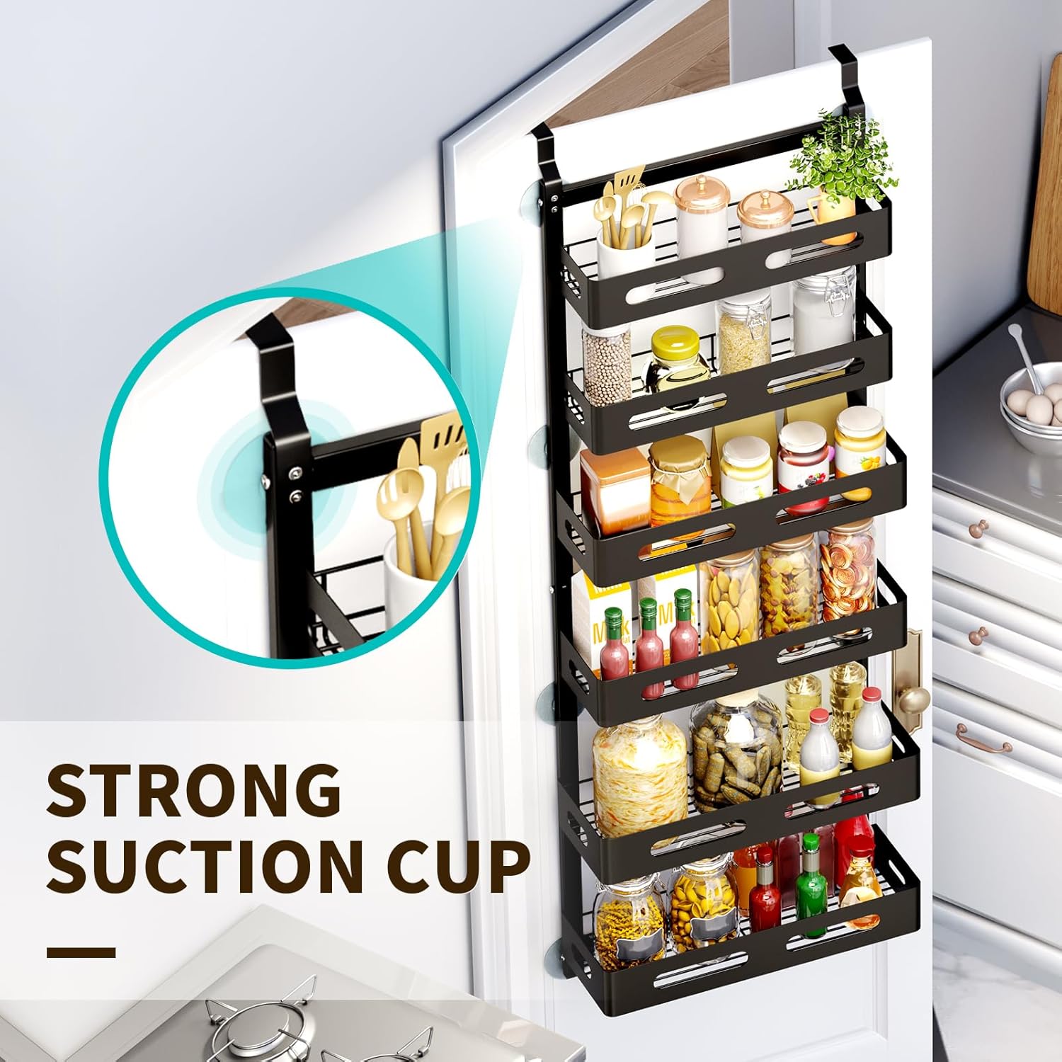 6 Tier Over the Door Organizer with Adjustable Metal Pantry Storage Rack and Hanging Baskets for Kitchen and Bathroom - Home & Garden > Storage > Clothing & Wardrobe Storage - Rivercity House & Home Co. (ABN 18 642 972 209) - Affordable Modern Furniture Australia