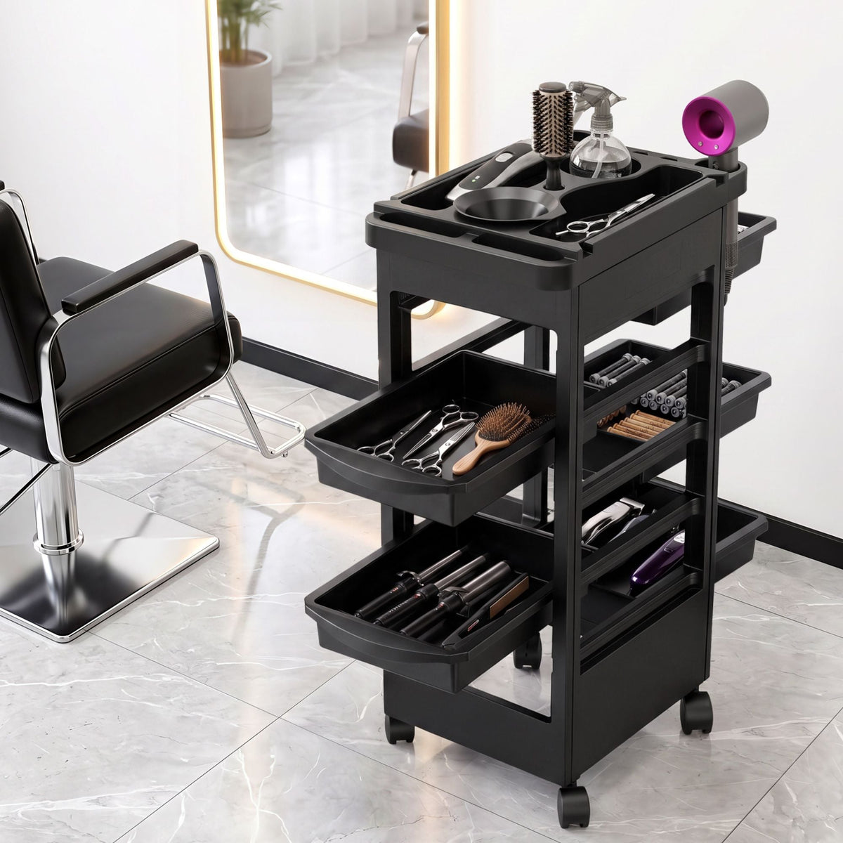 6-Tier Salon Trolley Cart on Wheels Barber Mobile Hairdressing Cart - Tools > Tools Storage > Utility Trolleys - Rivercity House & Home Co. (ABN 18 642 972 209) - Affordable Modern Furniture Australia
