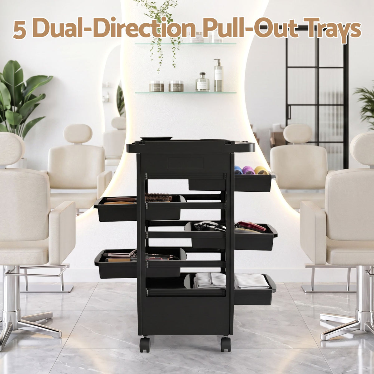 6-Tier Salon Trolley Cart on Wheels Barber Mobile Hairdressing Cart - Tools > Tools Storage > Utility Trolleys - Rivercity House & Home Co. (ABN 18 642 972 209) - Affordable Modern Furniture Australia