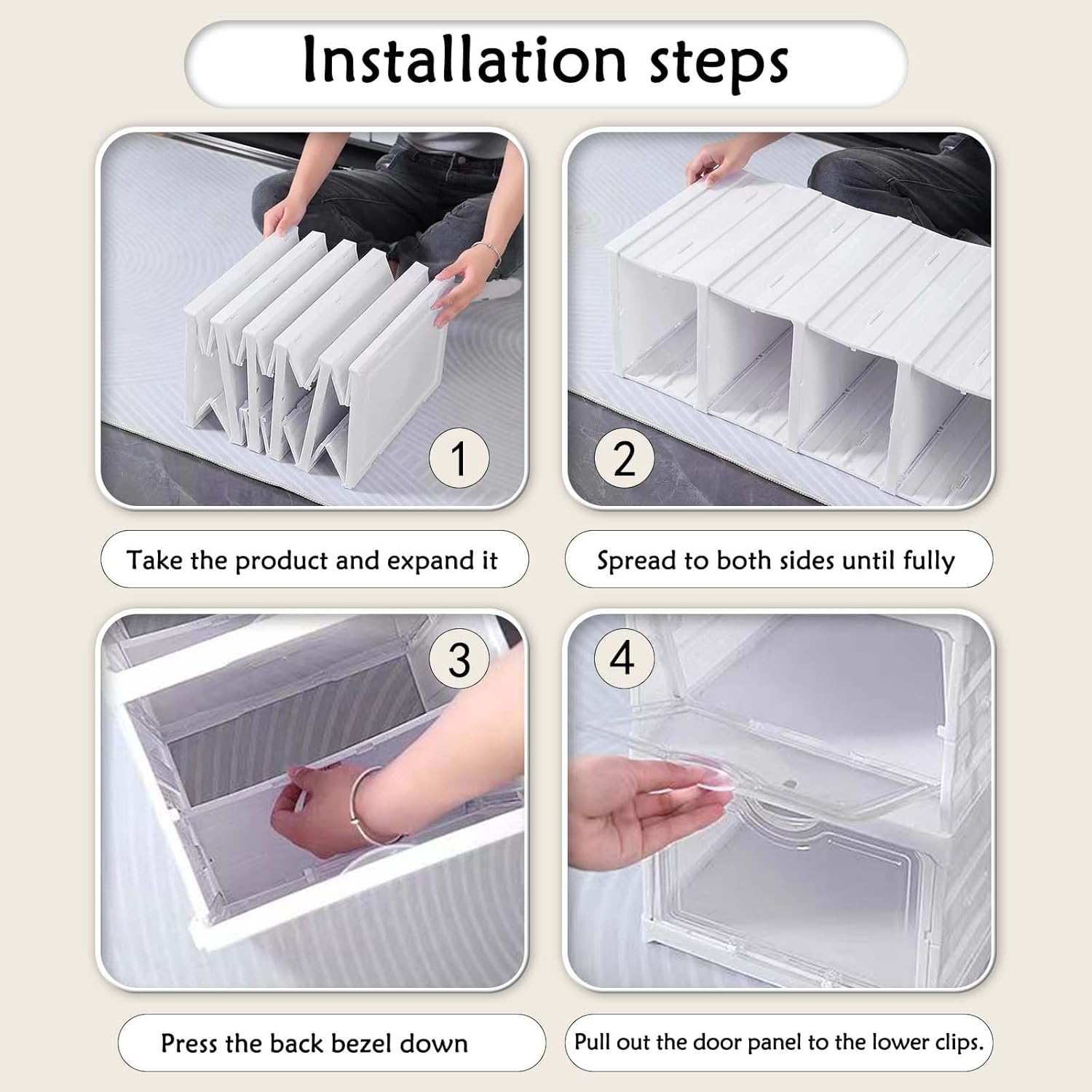 6 - Tier Stackable Shoe Storage Box Organizer with Clear Door for Closet, Entryway or Cabinet - Home & Garden > Storage > Storage Cabinets & Lockers - Rivercity House & Home Co. (ABN 18 642 972 209) - Affordable Modern Furniture Australia