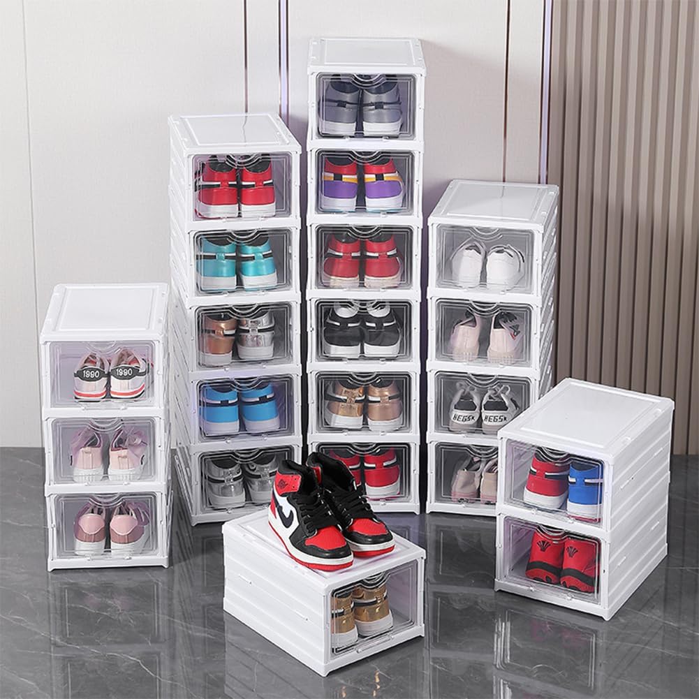 6 - Tier Stackable Shoe Storage Box Organizer with Clear Door for Closet, Entryway or Cabinet - Home & Garden > Storage > Storage Cabinets & Lockers - Rivercity House & Home Co. (ABN 18 642 972 209) - Affordable Modern Furniture Australia