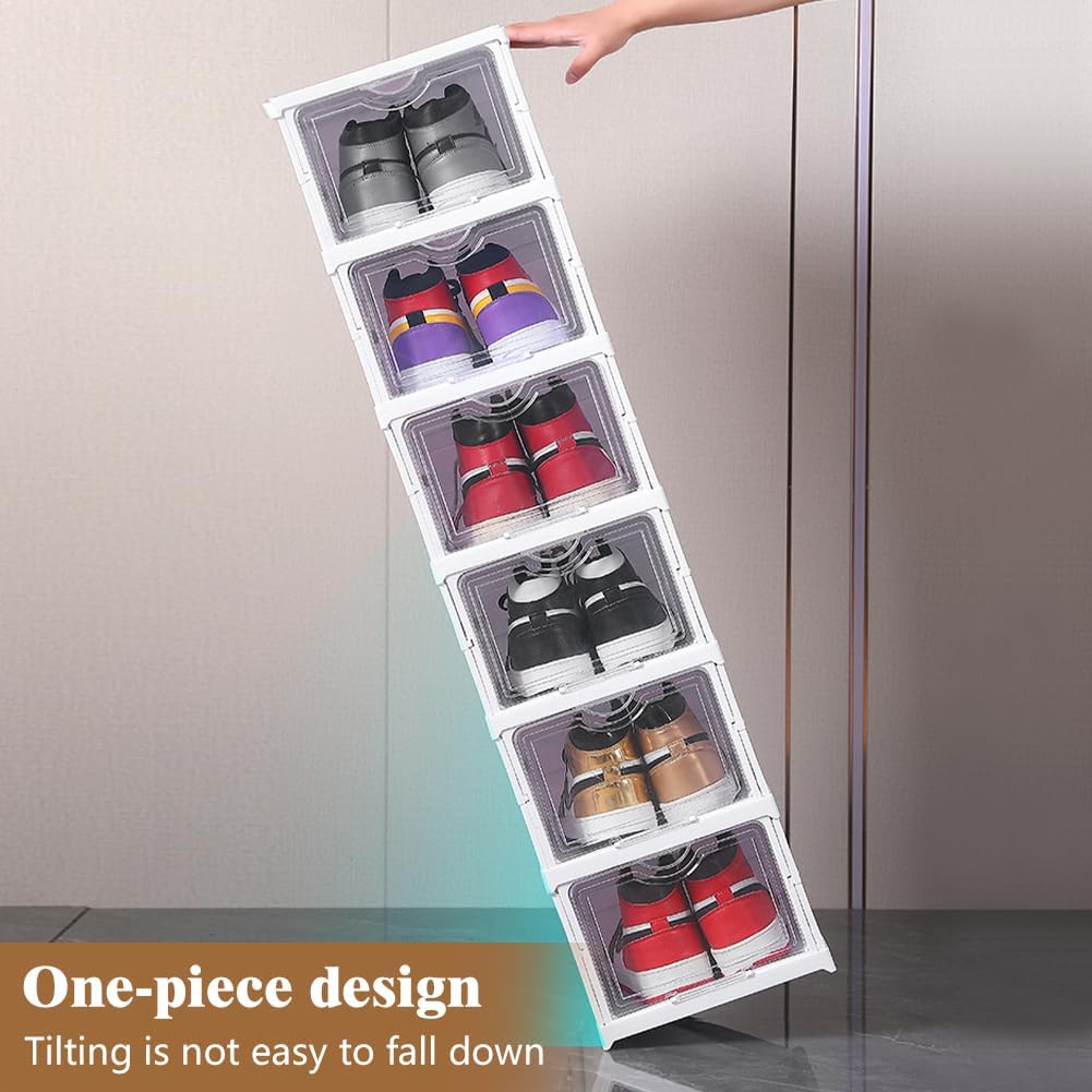 6 - Tier Stackable Shoe Storage Box Organizer with Clear Door for Closet, Entryway or Cabinet - Home & Garden > Storage > Storage Cabinets & Lockers - Rivercity House & Home Co. (ABN 18 642 972 209) - Affordable Modern Furniture Australia