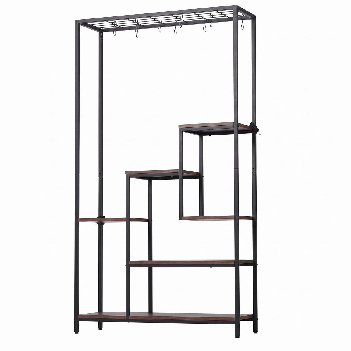 6-Tier Tall Indoor Plant Stand with Hanging Hooks and Wooden Shelves for Indoor Outdoor Use - Home & Garden > Artificial Plants > Pots, Planters & Accessories - Rivercity House & Home Co. (ABN 18 642 972 209) - Affordable Modern Furniture Australia