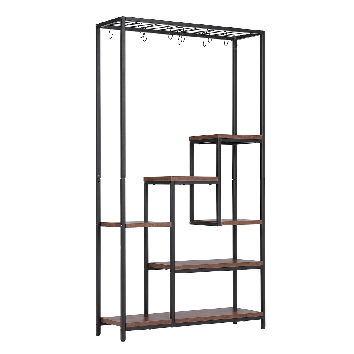 6-Tier Tall Indoor Plant Stand with Hanging Hooks and Wooden Shelves for Indoor Outdoor Use - Home & Garden > Artificial Plants > Pots, Planters & Accessories - Rivercity House & Home Co. (ABN 18 642 972 209) - Affordable Modern Furniture Australia