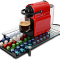 60 Coffee Pod Holder Drawer with Tempered Glass Organiser for Nespresso Pods - Black