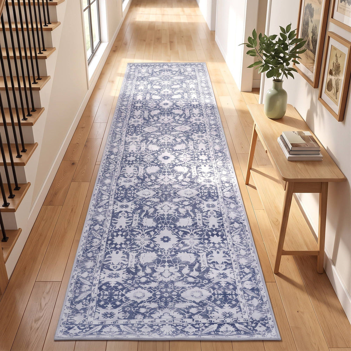 60 x 300 cm Runner Rug with Pad-Free Dense Dot Anti-Slip Backing, Washable, Robot Vacuum Friendly, Vintage Style - Home & Garden > Rugs > Round Rugs - Rivercity House & Home Co. (ABN 18 642 972 209) - Affordable Modern Furniture Australia