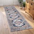 60 x 300 cm Ultra-Thin Washable Runner Rug with No Hard Glue Backing, Soft Quilt-Like Bohemian Medallion Carpet for Home Decor