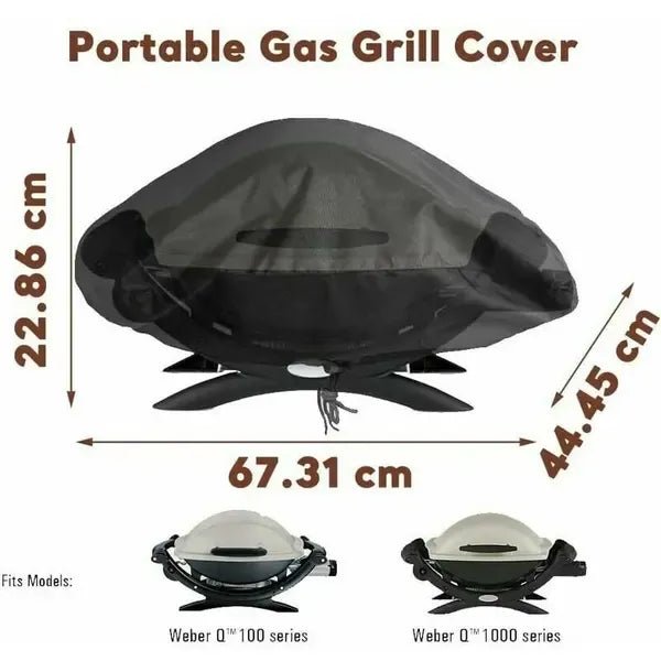 600D Waterproof Portable Gas Grill Cover for Q100, Q1000, Q1200, Q1400 & Baby Q - Black - Home & Garden > BBQ > BBQs & Accessories - Rivercity House & Home Co. (ABN 18 642 972 209) - Affordable Modern Furniture Australia