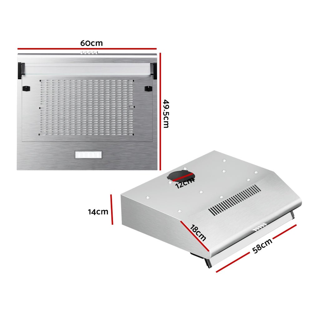 600mm Range Hood 60cm Rangehood Kitchen Canopy LED Light Stainless Steel - Appliances > Kitchen Appliances > Cooking Ranges - Rivercity House & Home Co. (ABN 18 642 972 209) - Affordable Modern Furniture Australia