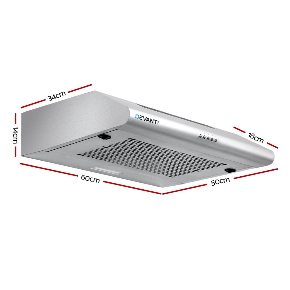 600mm Range Hood 60cm Rangehood Stainless Steel - Appliances > Kitchen Appliances > Cooking Ranges - Rivercity House & Home Co. (ABN 18 642 972 209) - Affordable Modern Furniture Australia