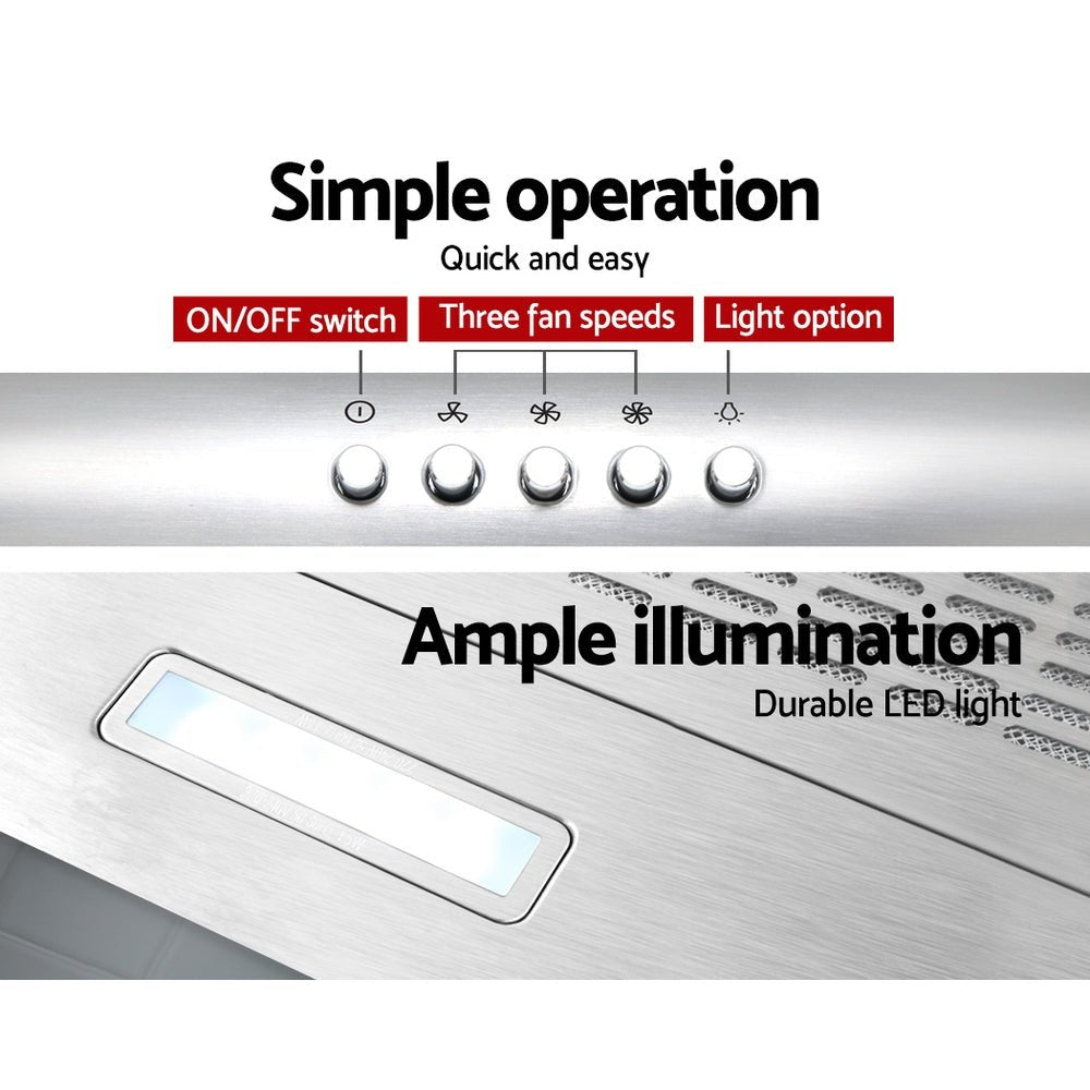 600mm Range Hood 60cm Rangehood Stainless Steel - Appliances > Kitchen Appliances > Cooking Ranges - Rivercity House & Home Co. (ABN 18 642 972 209) - Affordable Modern Furniture Australia