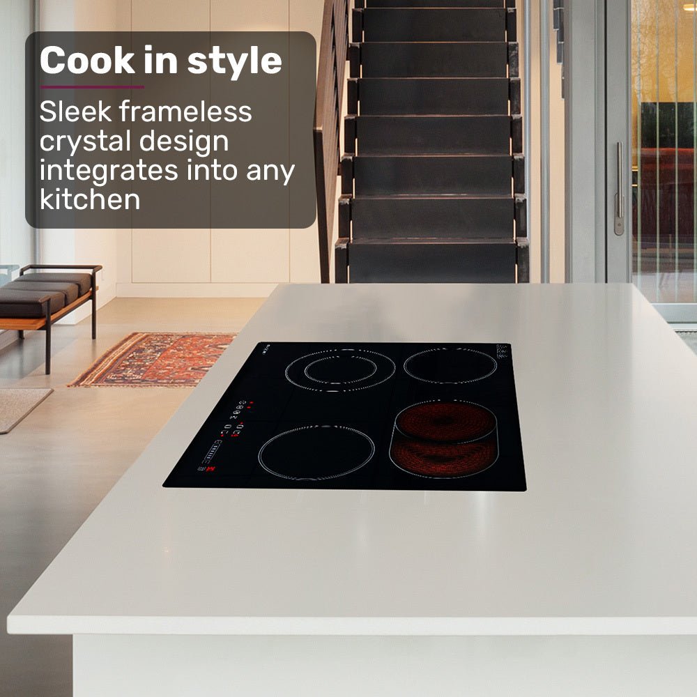 60cm 4 Zone Ceramic Cooktop, 6600W Electric, FlexiZone Adjustable Size Hobs, Touch Controls - Appliances > Kitchen Appliances > Cooktops & Stoves - Rivercity House & Home Co. (ABN 18 642 972 209) - Affordable Modern Furniture Australia