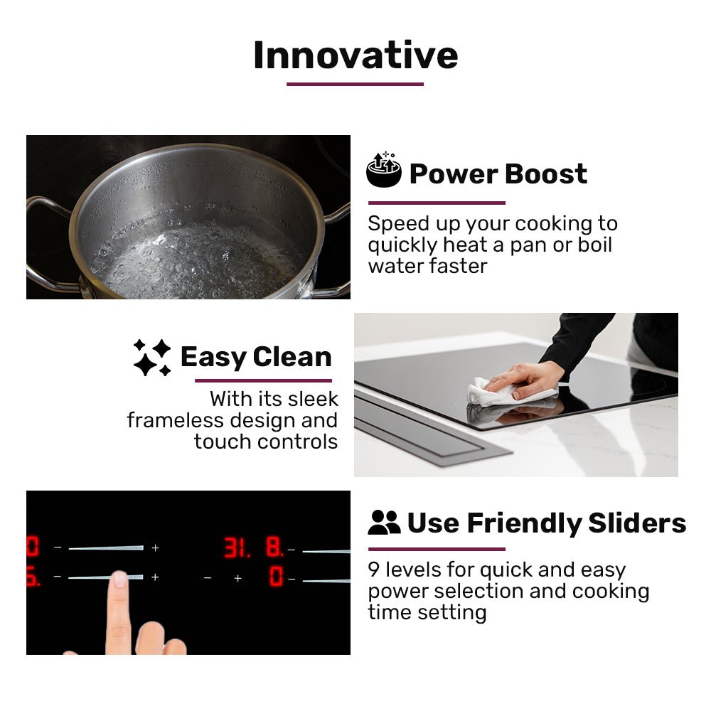 60cm 4 Zone Induction Cooktop, 7200W Electric, Dual Link Bridged Zone Hobs, Touch Controls - Appliances > Kitchen Appliances > Cooktops & Stoves - Rivercity House & Home Co. (ABN 18 642 972 209) - Affordable Modern Furniture Australia
