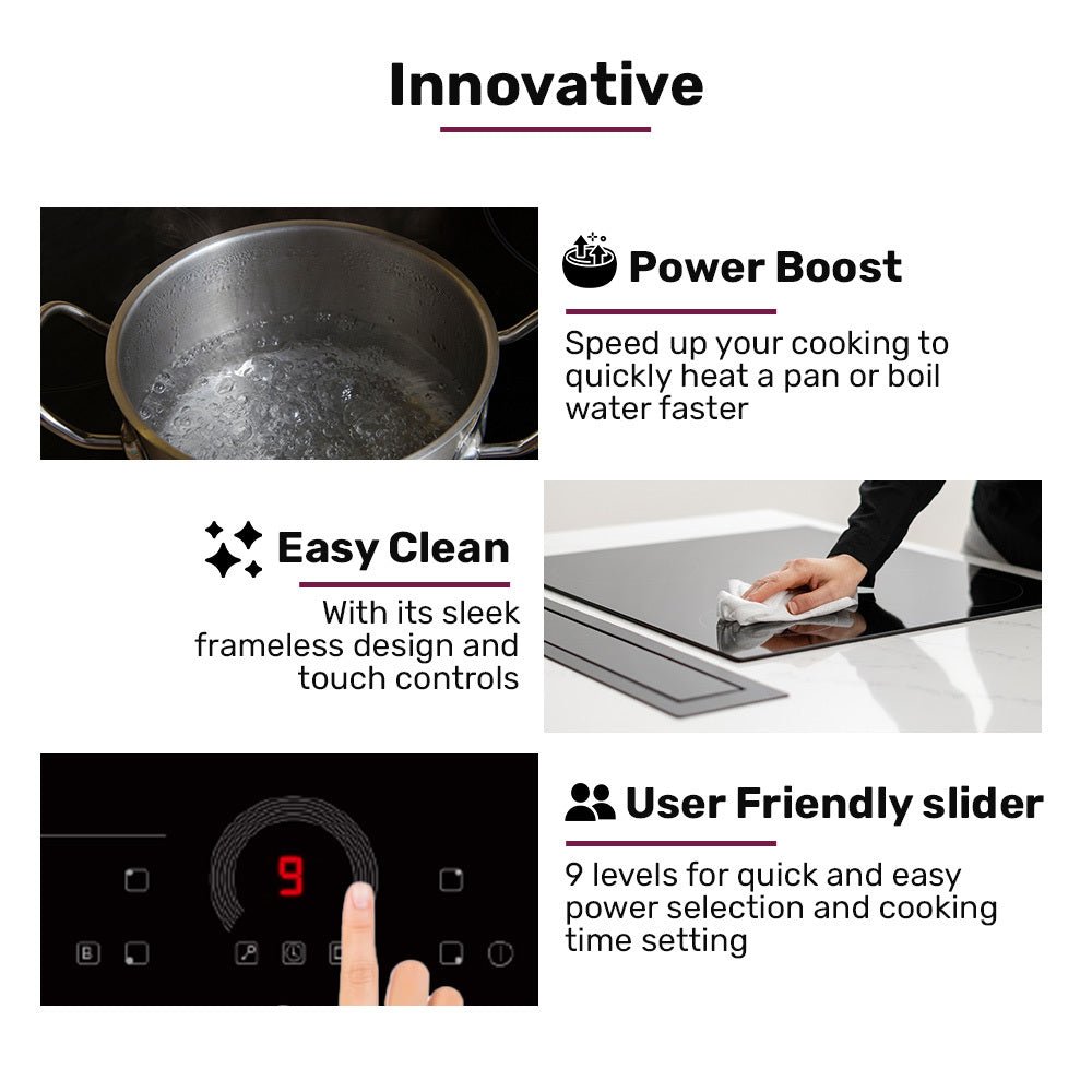 60cm 4 Zone Induction Cooktop, 7200W Electric, FlexZone Function, Touch Controls - Appliances > Kitchen Appliances > Cooktops & Stoves - Rivercity House & Home Co. (ABN 18 642 972 209) - Affordable Modern Furniture Australia