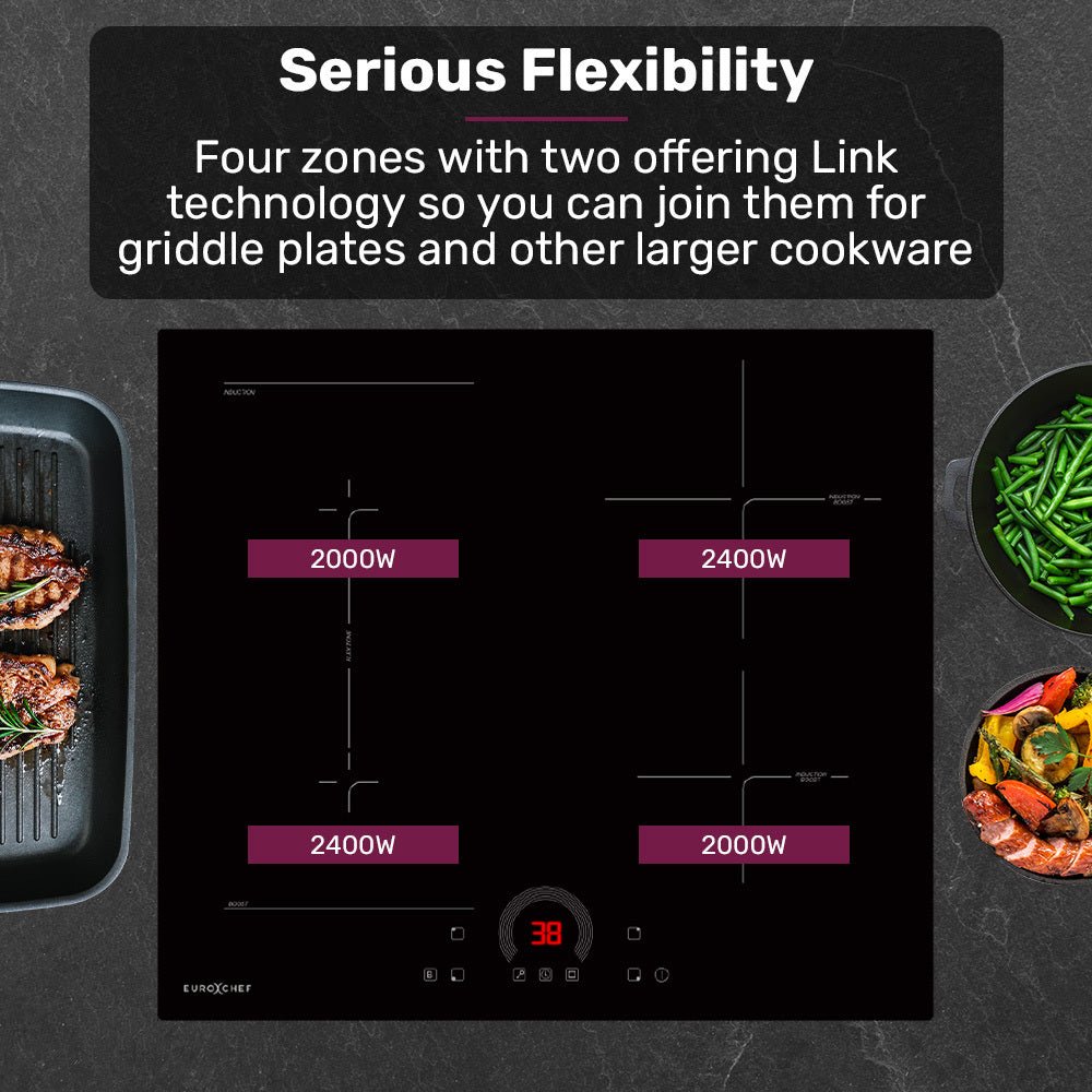 60cm 4 Zone Induction Cooktop, 7200W Electric, FlexZone Function, Touch Controls - Appliances > Kitchen Appliances > Cooktops & Stoves - Rivercity House & Home Co. (ABN 18 642 972 209) - Affordable Modern Furniture Australia