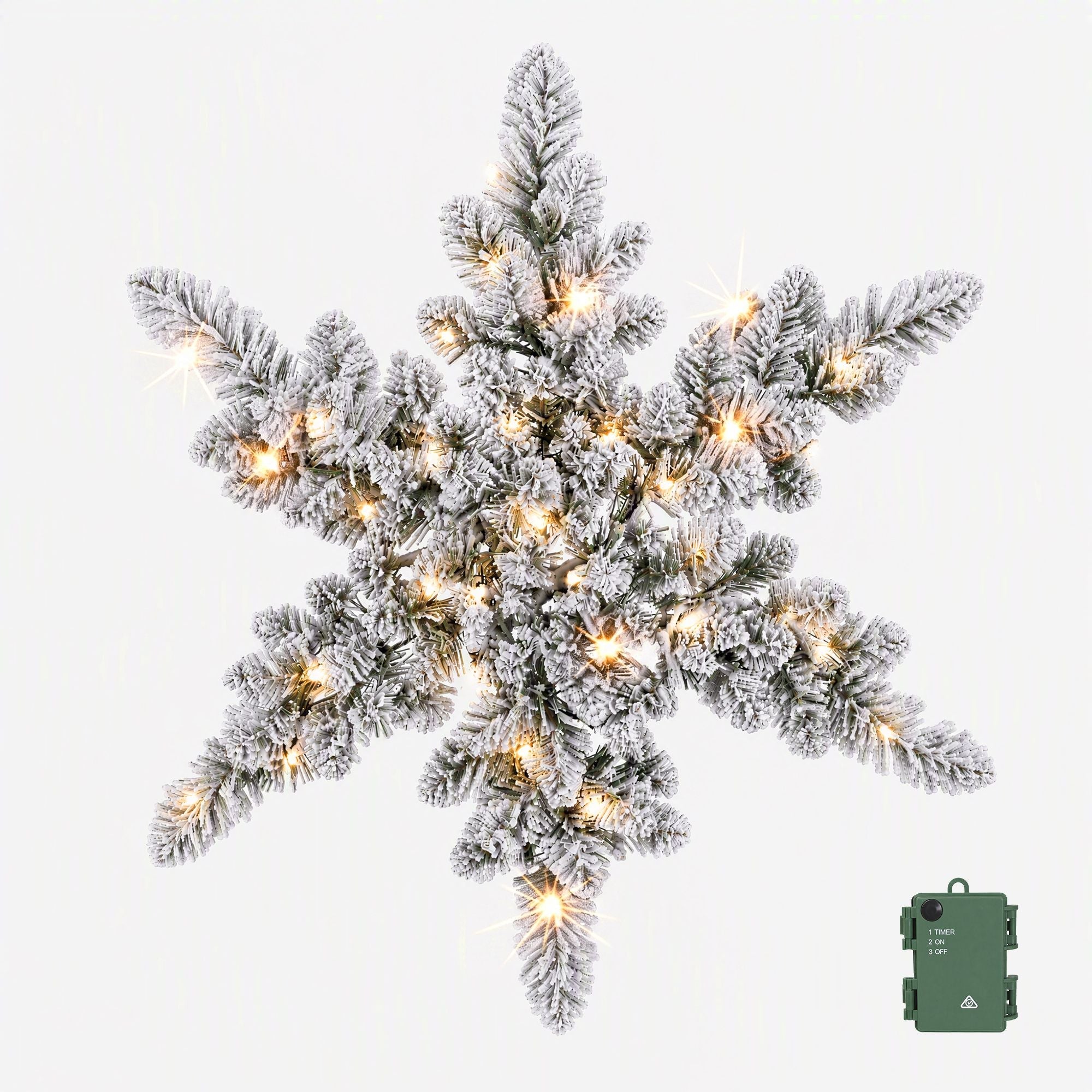 60cm Flocked Snowflake Christmas Wreath Garland Pre-Lit 40 LED Light Decor - Occasions > Christmas > Christmas Wreaths & Garlands - Rivercity House & Home Co. (ABN 18 642 972 209) - Affordable Modern Furniture Australia
