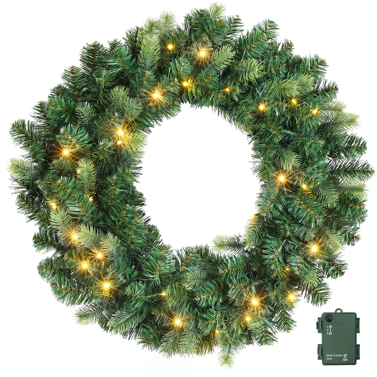 60cm Pre-Lit Christmas Wreath GarlandsWarm White LED Light Door Wreaths Battery Timer - Occasions > Christmas > Christmas Wreaths & Garlands - Rivercity House & Home Co. (ABN 18 642 972 209) - Affordable Modern Furniture Australia