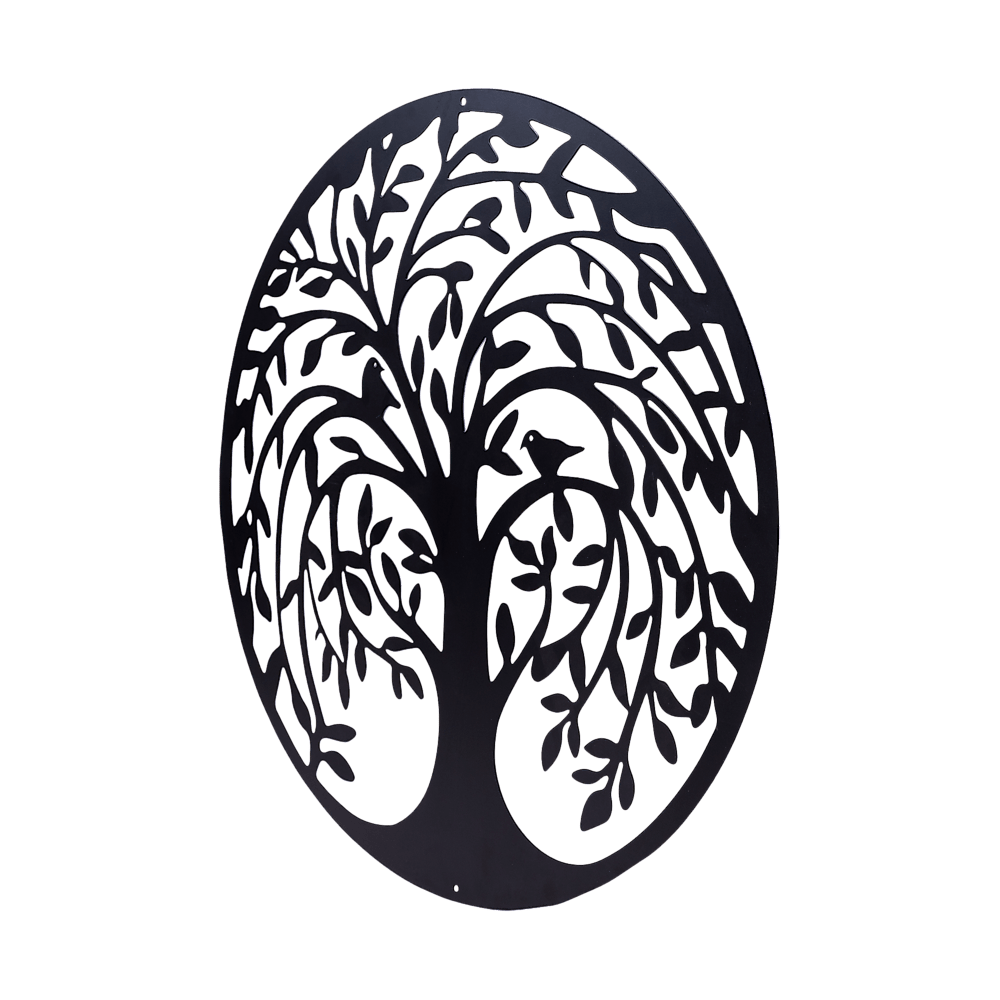 60cm Round Tree of Life and Birds Metal Wall Art Sculpture - Black - Home & Garden > Decor > Garden Ornaments - Rivercity House & Home Co. (ABN 18 642 972 209) - Affordable Modern Furniture Australia