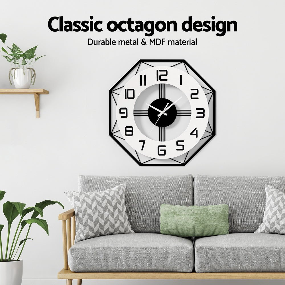 60CM Wall Clock Octagon - Home & Garden > Decor - Rivercity House & Home Co. (ABN 18 642 972 209) - Affordable Modern Furniture Australia