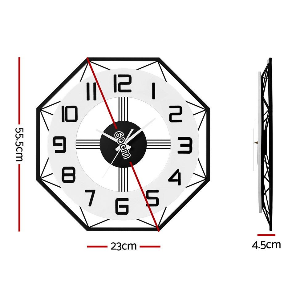60CM Wall Clock Octagon - Home & Garden > Decor - Rivercity House & Home Co. (ABN 18 642 972 209) - Affordable Modern Furniture Australia