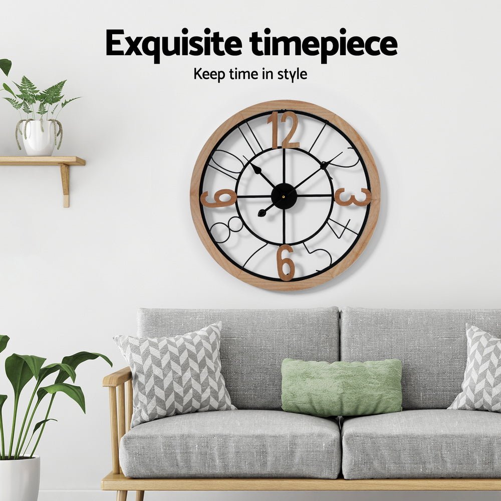 60CM Wall Clock Wooden - Home & Garden > Decor - Rivercity House & Home Co. (ABN 18 642 972 209) - Affordable Modern Furniture Australia