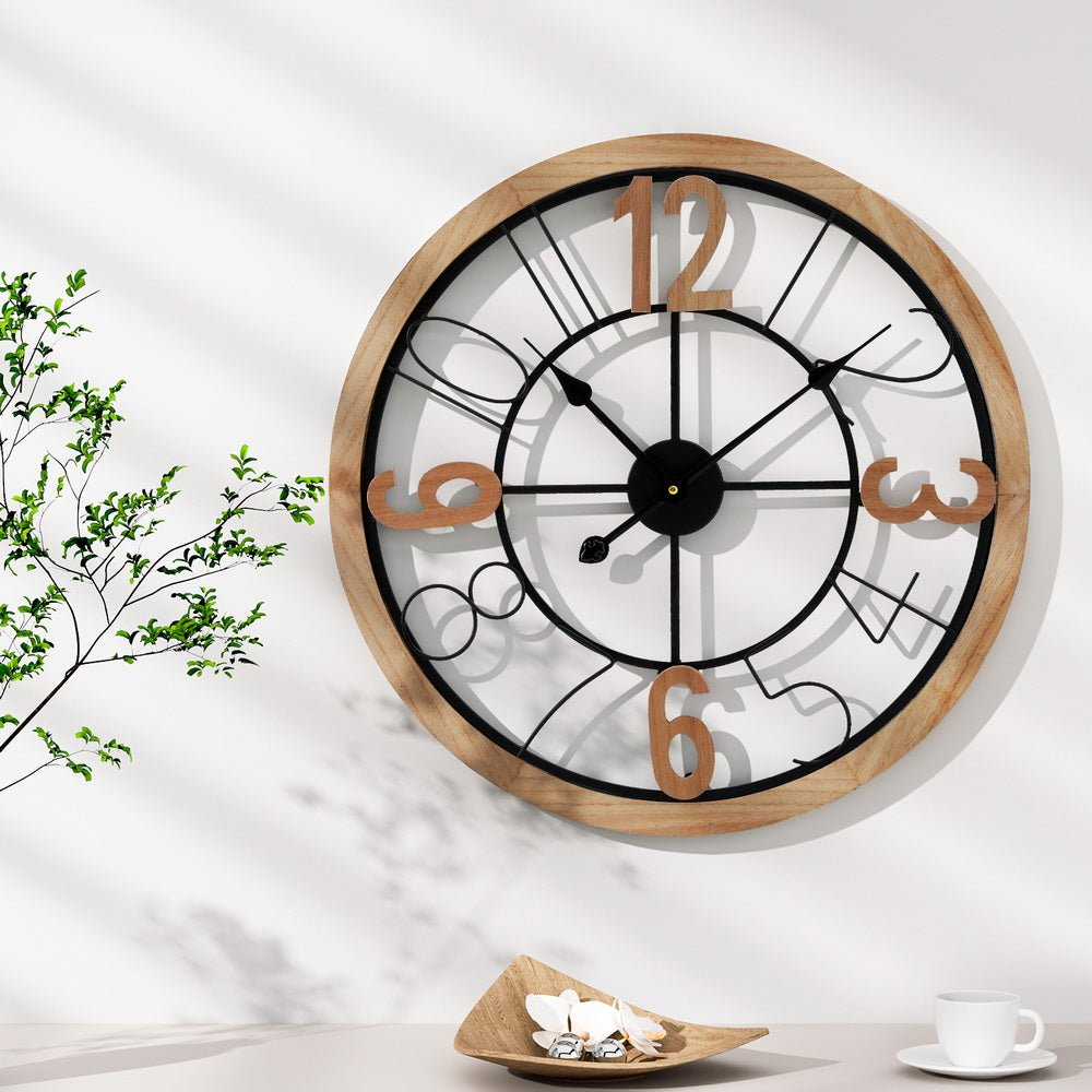 60CM Wall Clock Wooden - Home & Garden > Decor - Rivercity House & Home Co. (ABN 18 642 972 209) - Affordable Modern Furniture Australia