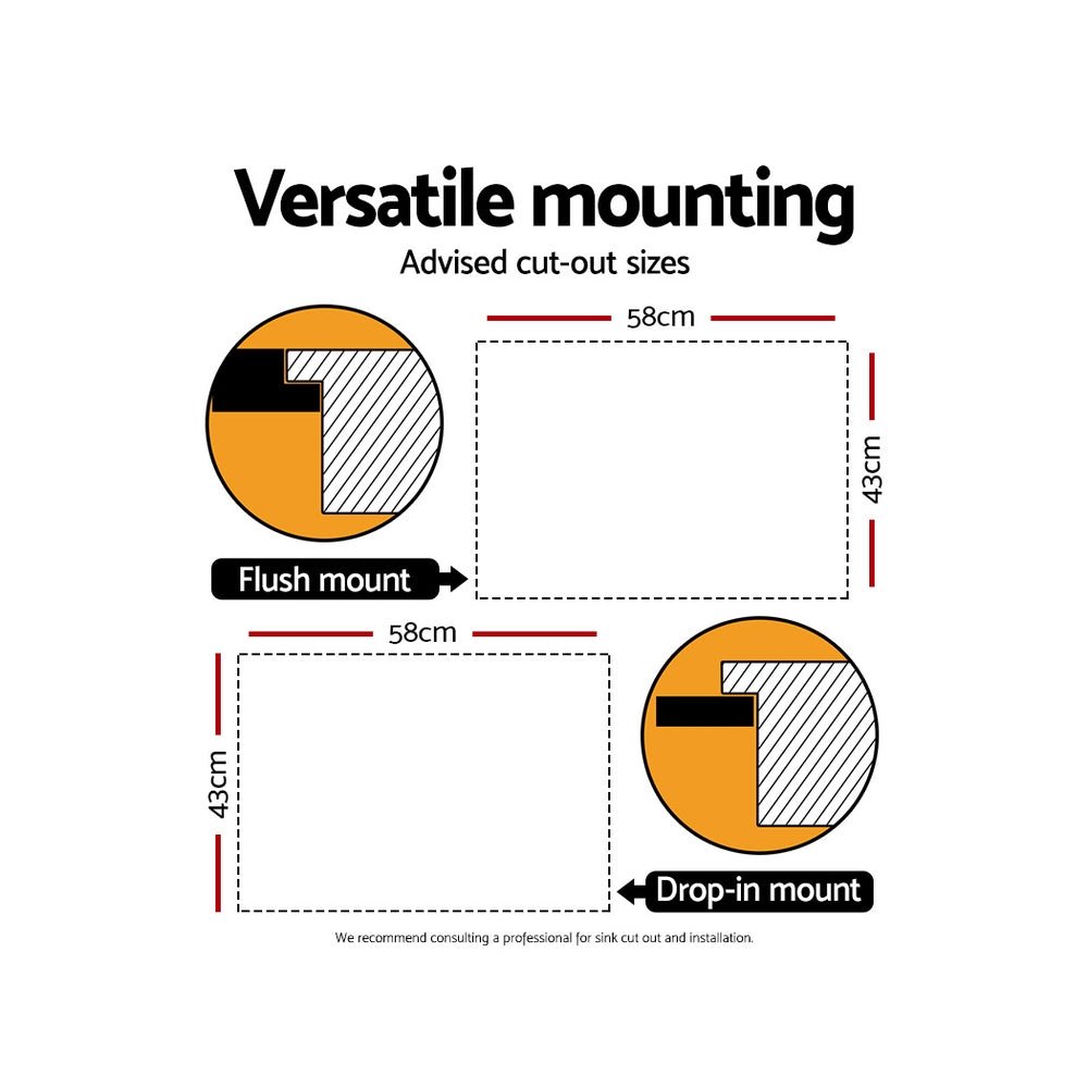 60cm x 45cm Stainless Steel Kitchen Sink Flush/Drop - in Mount Silver - Home & Garden > DIY > Kitchen & Bathroom DIY - Rivercity House & Home Co. (ABN 18 642 972 209) - Affordable Modern Furniture Australia