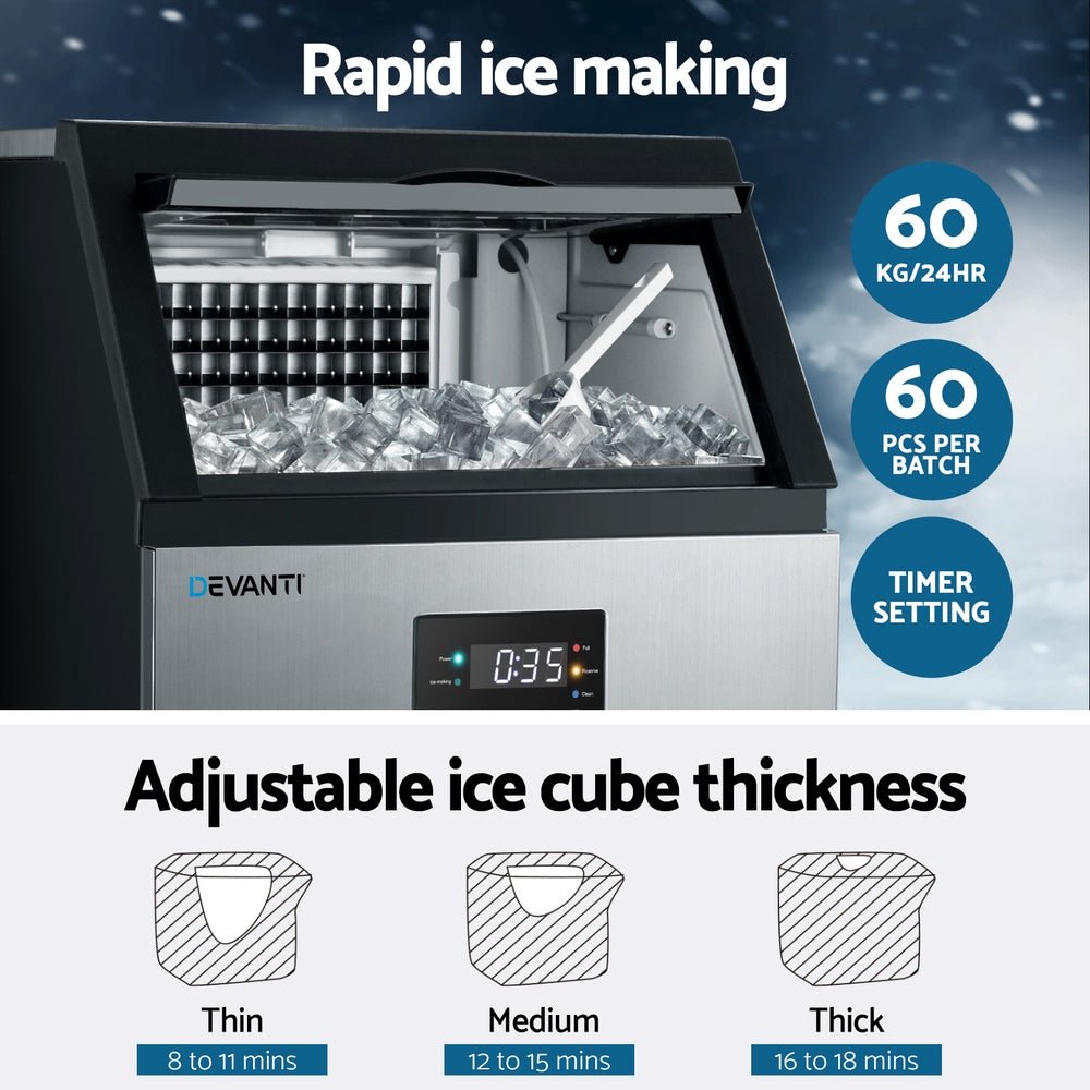 60kg Ice Maker Commercial Machine - Appliances > Kitchen Appliances > Ice Makers - Rivercity House & Home Co. (ABN 18 642 972 209) - Affordable Modern Furniture Australia