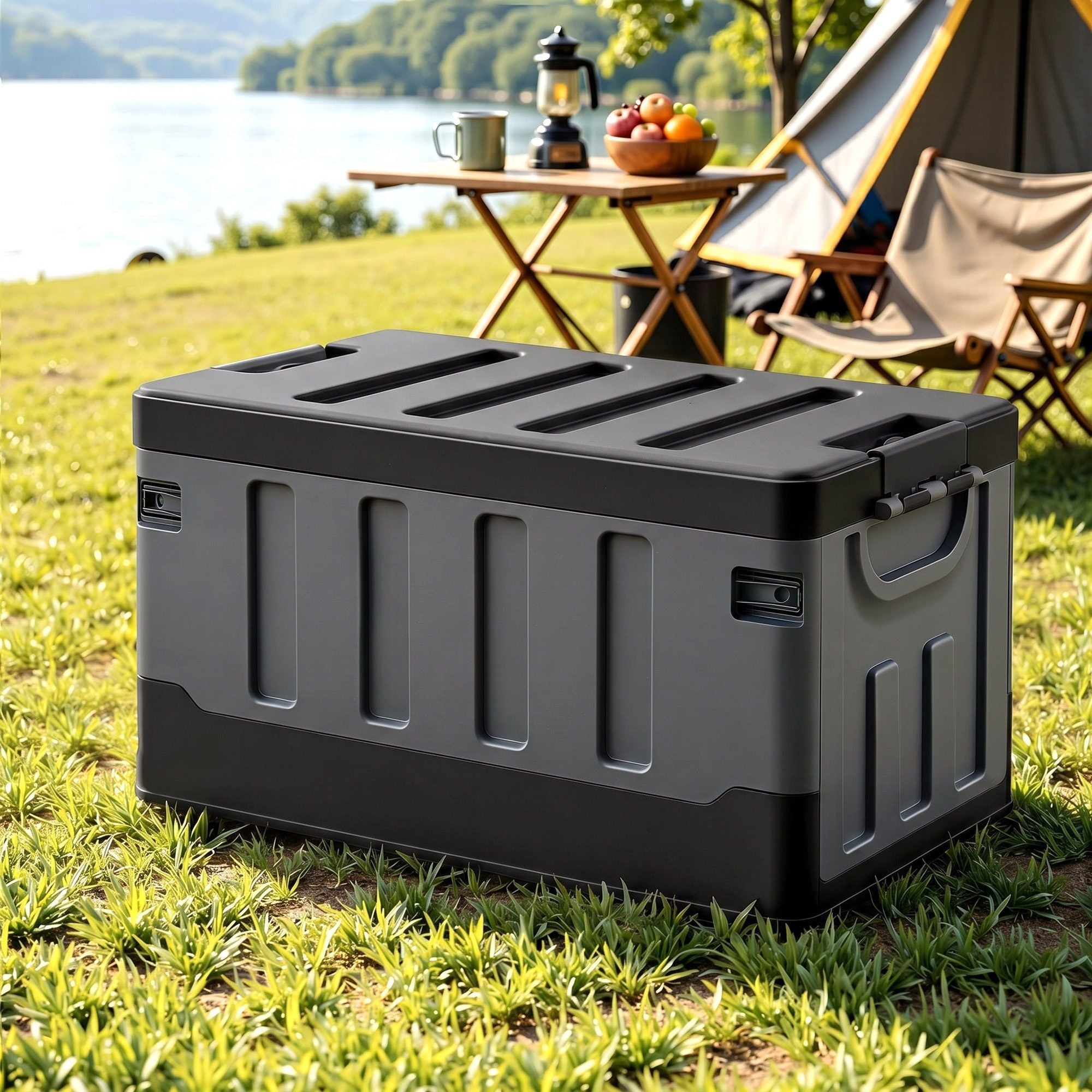 60L Collapsible Stackable Outdoor Storage Box Folding Camping Organizer - Black - Furniture > Outdoor > Outdoor Storage Boxes - Rivercity House & Home Co. (ABN 18 642 972 209) - Affordable Modern Furniture Australia
