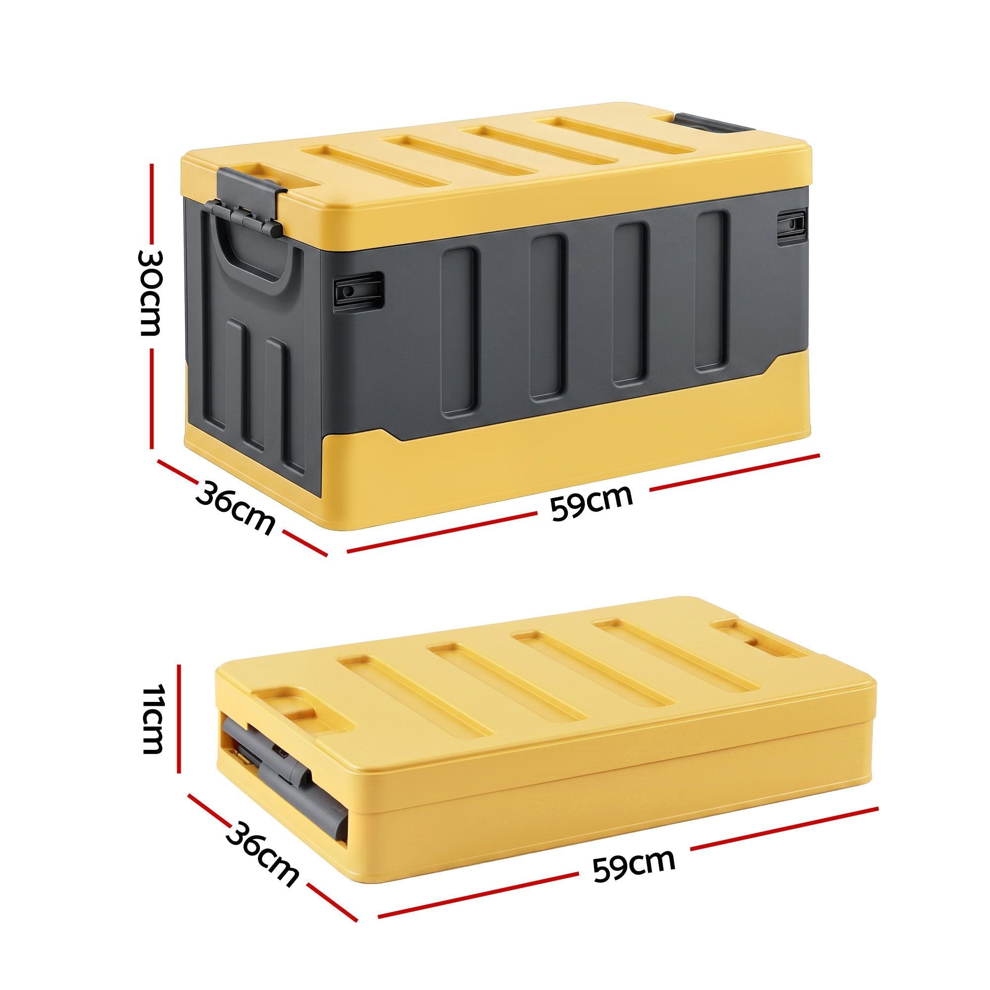 60L Collapsible Stackable Outdoor Storage Box Folding Camping Organizer - Yellow - Furniture > Outdoor > Outdoor Storage Boxes - Rivercity House & Home Co. (ABN 18 642 972 209) - Affordable Modern Furniture Australia