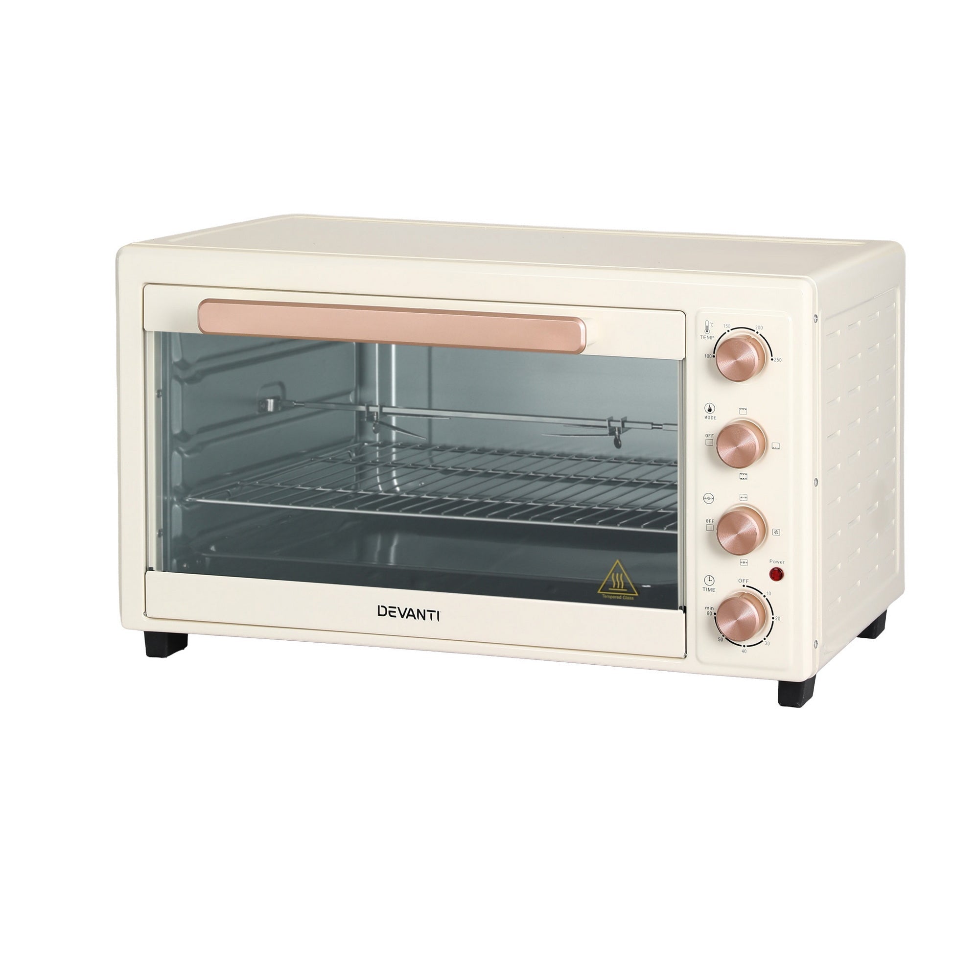 60L Convection Oven Electric Fryer Ovens 2000W Cream - Appliances > Kitchen Appliances > Ovens - Rivercity House & Home Co. (ABN 18 642 972 209) - Affordable Modern Furniture Australia