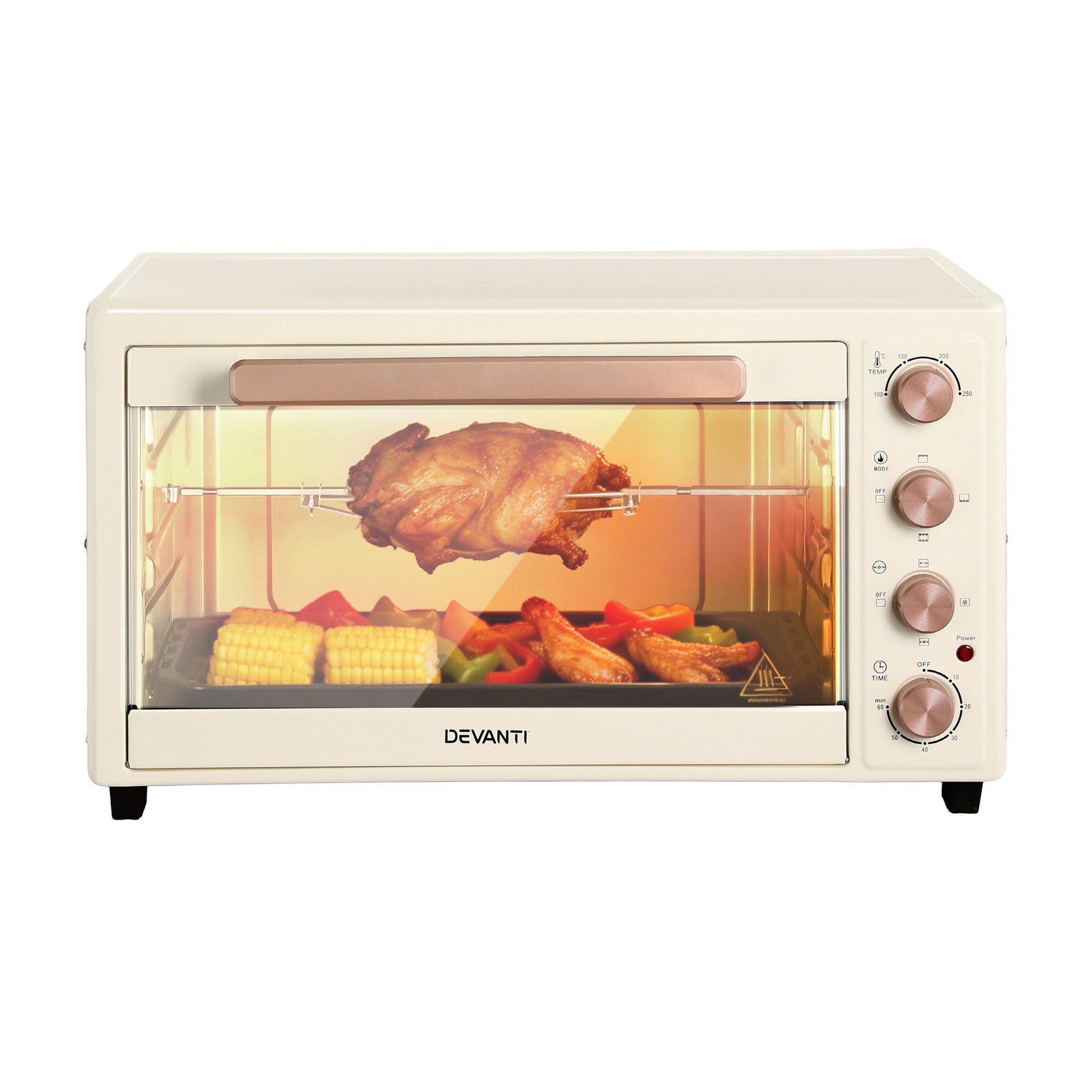 60L Convection Oven Electric Fryer Ovens 2000W Cream - Appliances > Kitchen Appliances > Ovens - Rivercity House & Home Co. (ABN 18 642 972 209) - Affordable Modern Furniture Australia