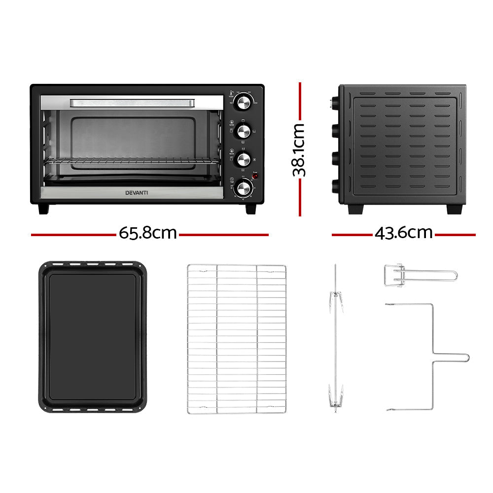 60L Convection Oven Electric Fryer Ovens 2000W - Appliances > Kitchen Appliances > Air Fryers - Rivercity House & Home Co. (ABN 18 642 972 209) - Affordable Modern Furniture Australia