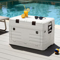 60L Foldable Outdoor Storage Box with Double Doors and Removable Lid - Beige