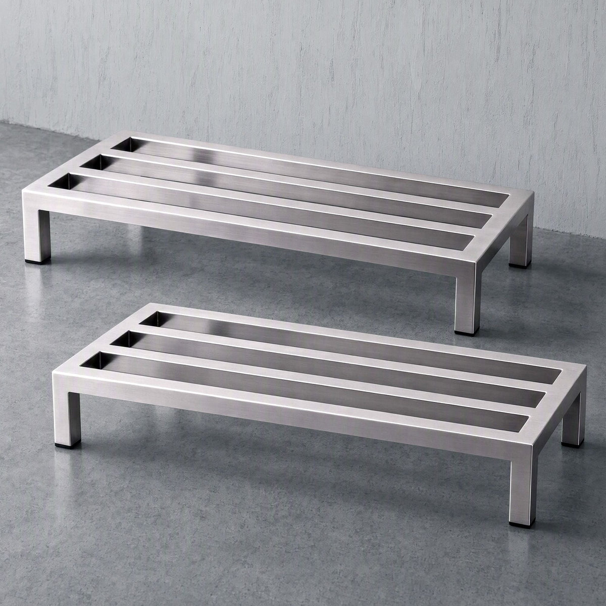 60x25cm Dunnage Rack 2-Pack Stainless Steel Kitchen Floor Stand - Silver - Tools > Tools Storage > Wall Storage Racks - Rivercity House & Home Co. (ABN 18 642 972 209) - Affordable Modern Furniture Australia