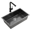 60x45cm Stainless Steel Single Bowl Kitchen Sink with Pull-Out Mixer Tap - Black