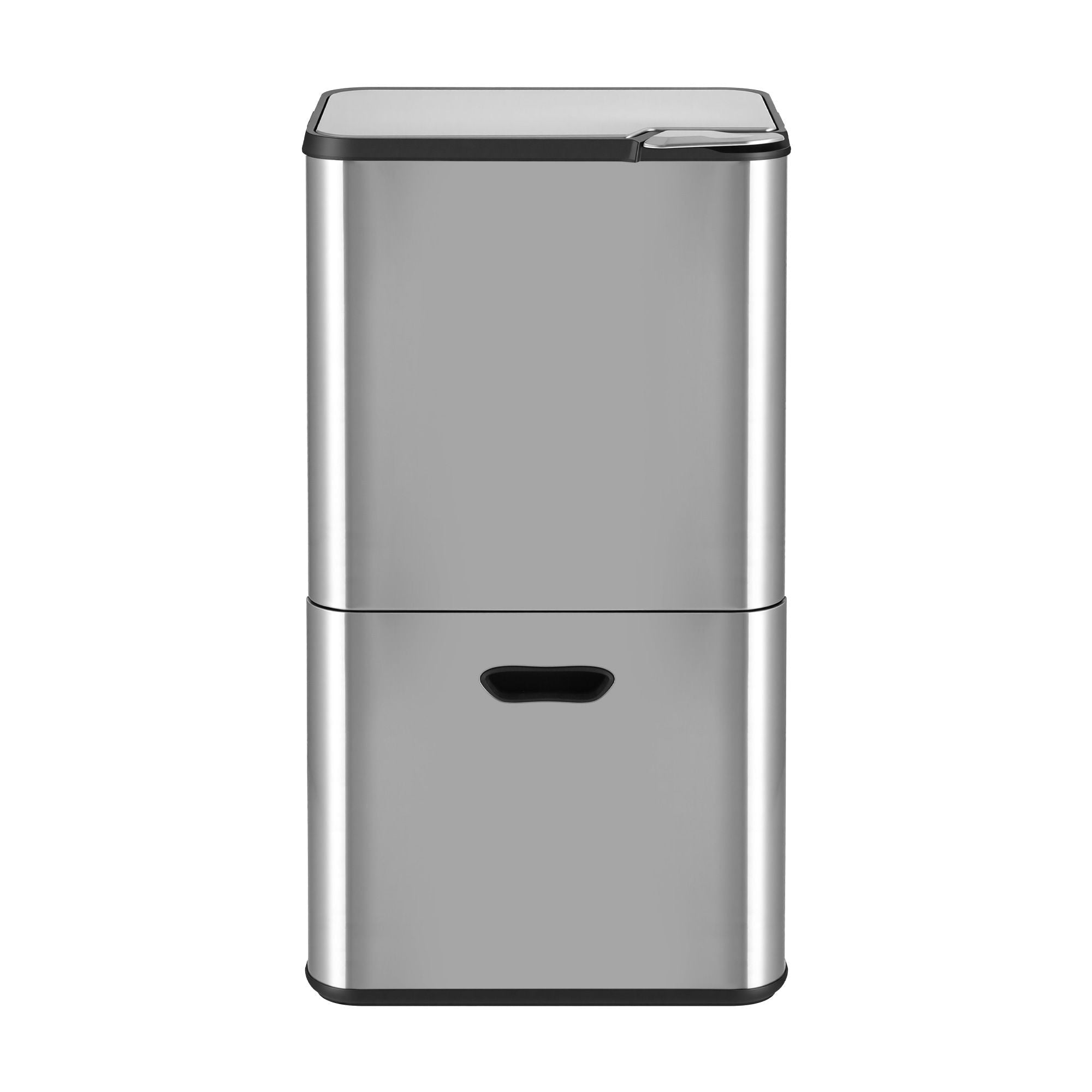 63L 3-Compartment Stainless Steel Split Door Rubbish Bin - Silver - Home & Garden > Kitchen Bins > Pull Out Bins - Rivercity House & Home Co. (ABN 18 642 972 209) - Affordable Modern Furniture Australia