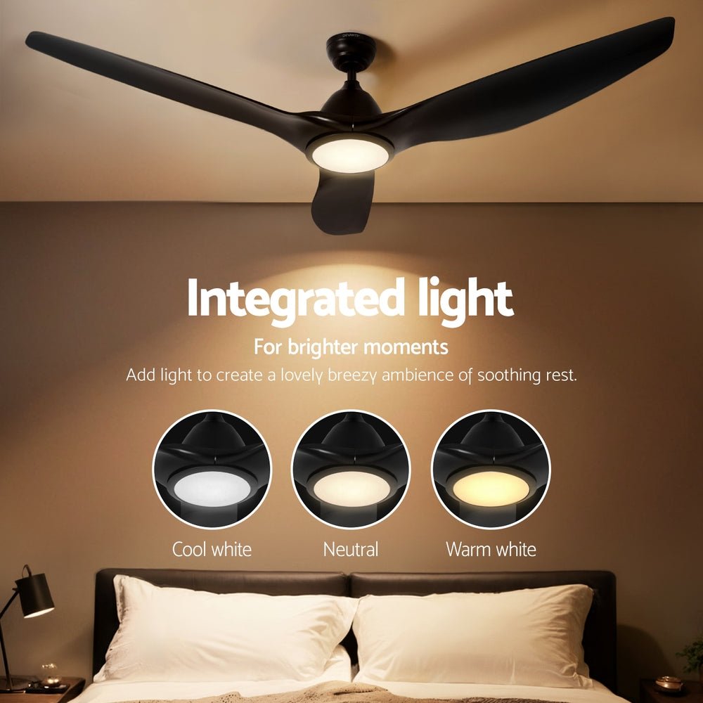 64 Inch Ceiling Fan DC Motor w/Light w/Remote - Black - Appliances > Fans > Ceiling Fans - Rivercity House & Home Co. (ABN 18 642 972 209) - Affordable Modern Furniture Australia