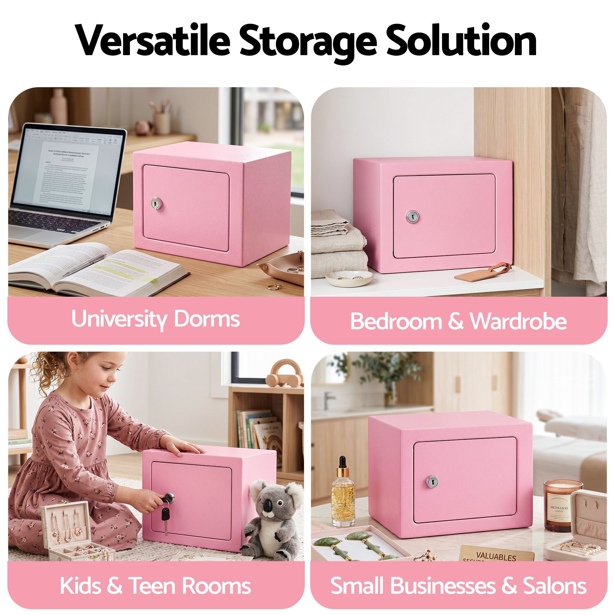 6.5L Small Safe Box with Key Lock for Cash Mini Home Security Safe Pink - Electronics > Business & Home Security > Safes & Lock Boxes - Rivercity House & Home Co. (ABN 18 642 972 209) - Affordable Modern Furniture Australia