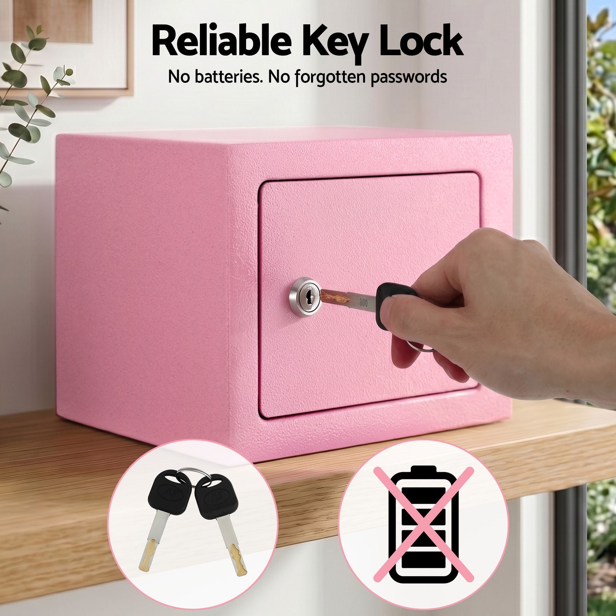 6.5L Small Safe Box with Key Lock for Cash Mini Home Security Safe Pink - Electronics > Business & Home Security > Safes & Lock Boxes - Rivercity House & Home Co. (ABN 18 642 972 209) - Affordable Modern Furniture Australia