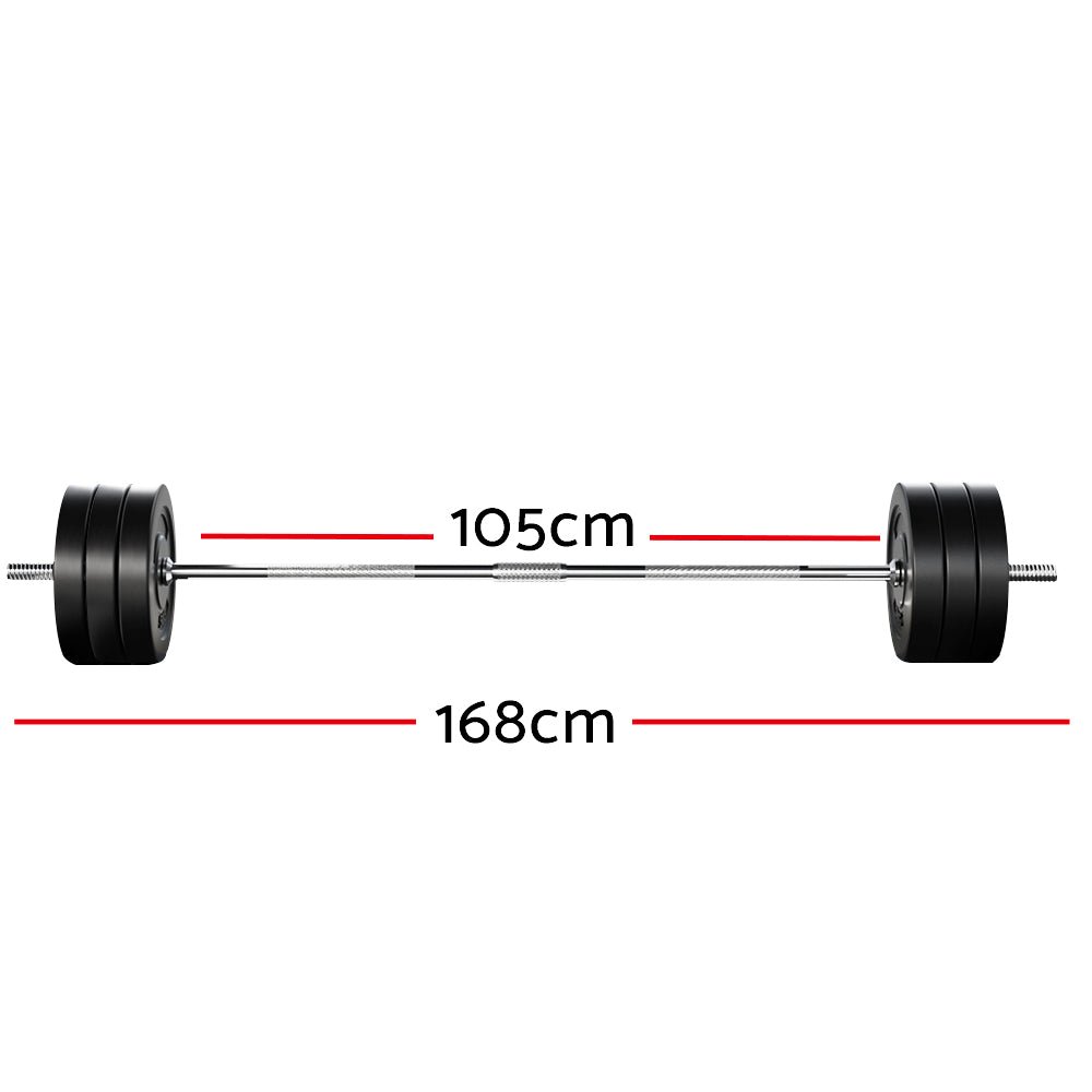 68kg Barbell Set with 168cm Barbell Bar - Rubber Coated - Sports & Fitness > Exercise, Gym & Fitness > Exercise Benches - Rivercity House & Home Co. (ABN 18 642 972 209) - Affordable Modern Furniture Australia