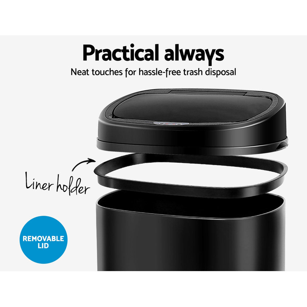 68L Motion Sensor Bin Rubbish Automatic Black - Home & Garden > Kitchen Bins > Automatic Bins - Rivercity House & Home Co. (ABN 18 642 972 209) - Affordable Modern Furniture Australia
