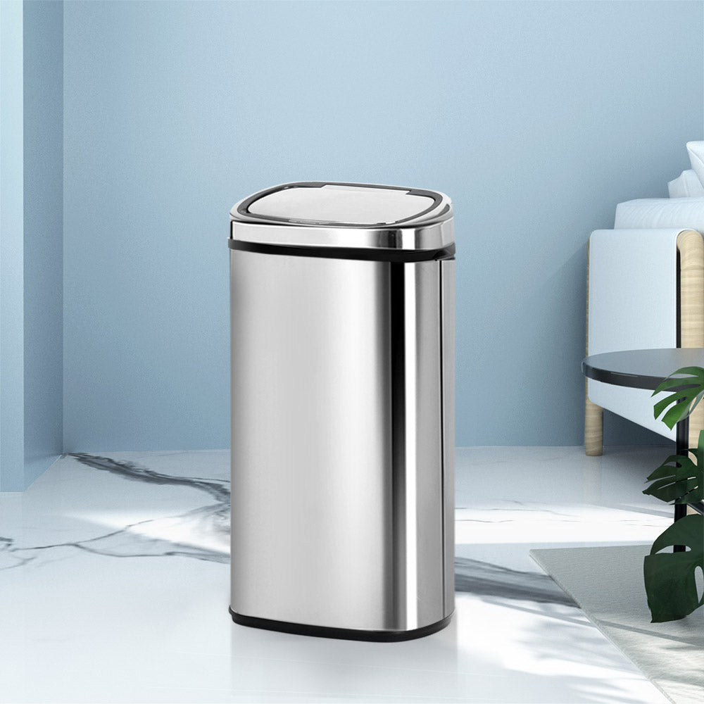 68L Motion Sensor Bin Rubbish Automatic Silver - Home & Garden > Kitchen Bins > Automatic Bins - Rivercity House & Home Co. (ABN 18 642 972 209) - Affordable Modern Furniture Australia