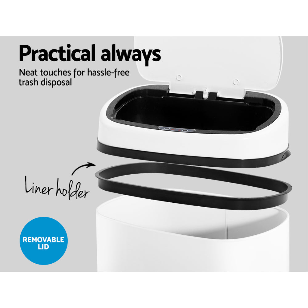 68L Motion Sensor Bin Rubbish Automatic White - Home & Garden > Kitchen Bins > Automatic Bins - Rivercity House & Home Co. (ABN 18 642 972 209) - Affordable Modern Furniture Australia