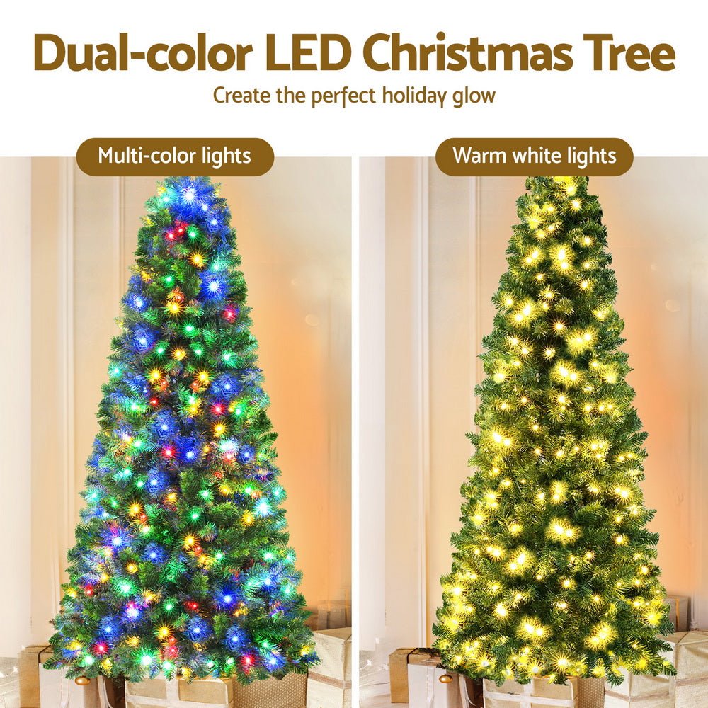 6FT / 1.8M Christmas Tree - 544 Tips - Pre-lit 200 Multi-Colour LED Lights - 8 Light Modes - Green - Occasions > Christmas > Christmas Trees - Rivercity House & Home Co. (ABN 18 642 972 209) - Affordable Modern Furniture Australia